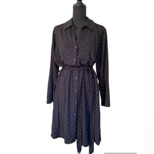 NWT J.Jill Wearever Collection Black Multi Dot Long Sleeves Dress …